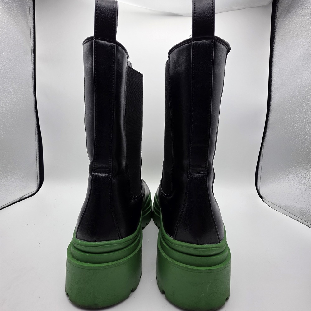 Azalea Wang Ghosted Flatform Chelsea Boots 8.5 Black Green Platform Chunky Lug - Picture 4 of 8